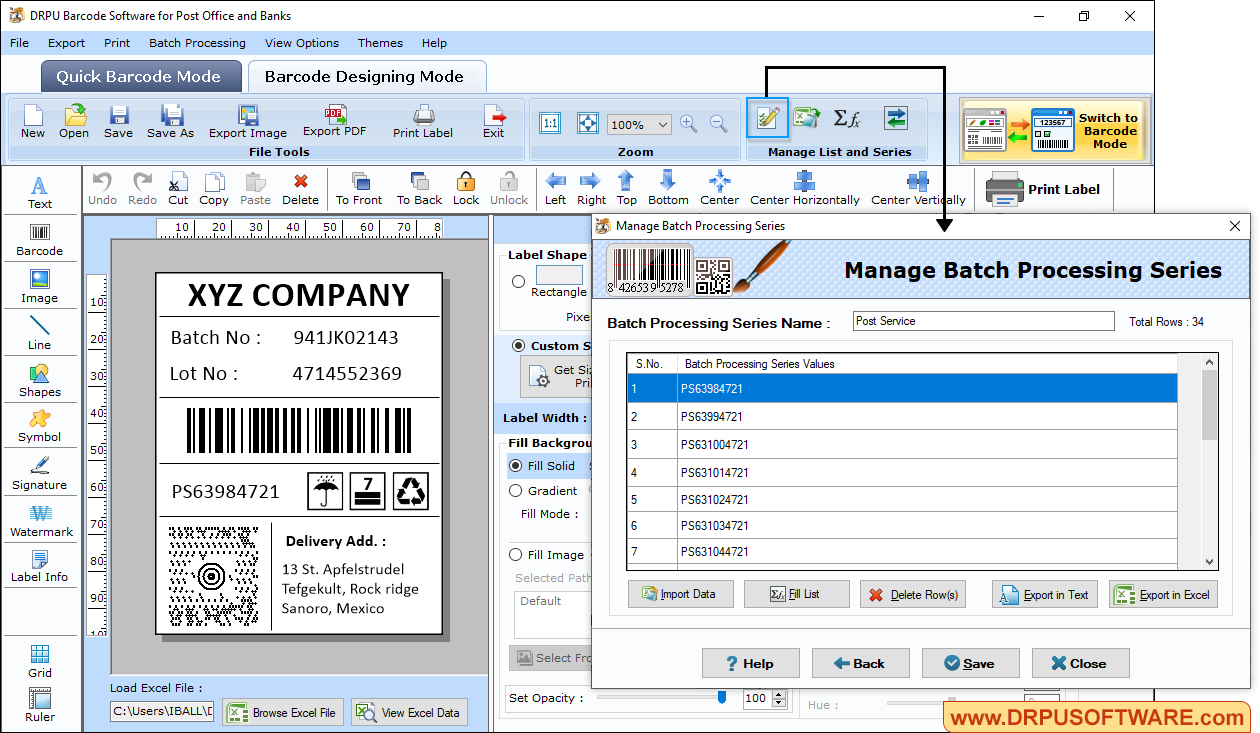 DRPU Barcode Software for Post office and Banks