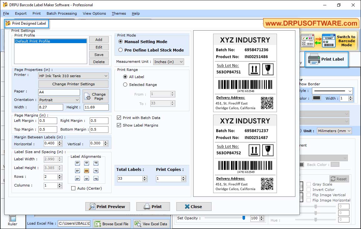 Barcode Label Maker Software - Professional