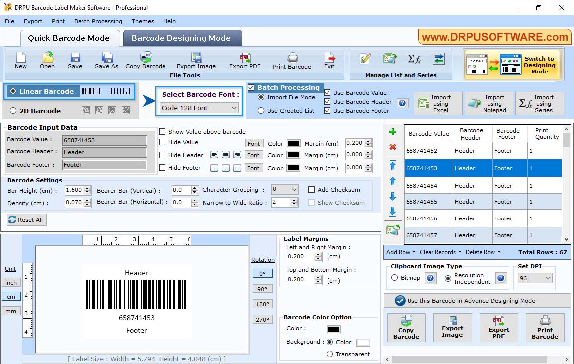 Barcode Label Maker Software - Professional