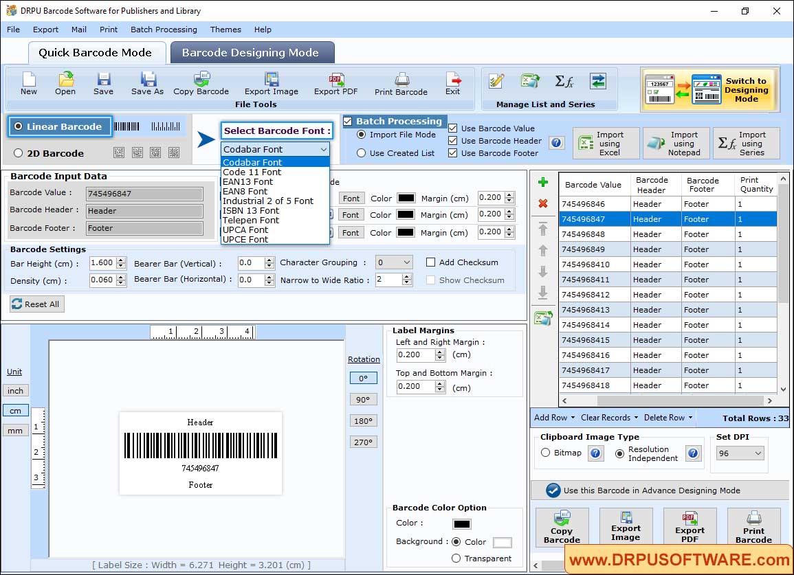 Select Barcode Font