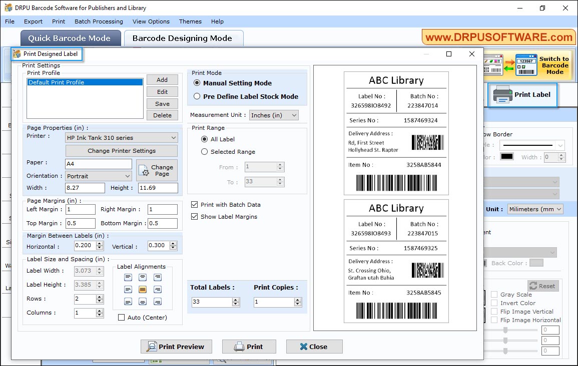 Barcode Software for Publishers and Library