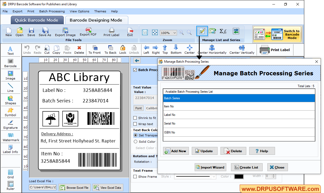 DRPU Barcode Software for Publishers and Library