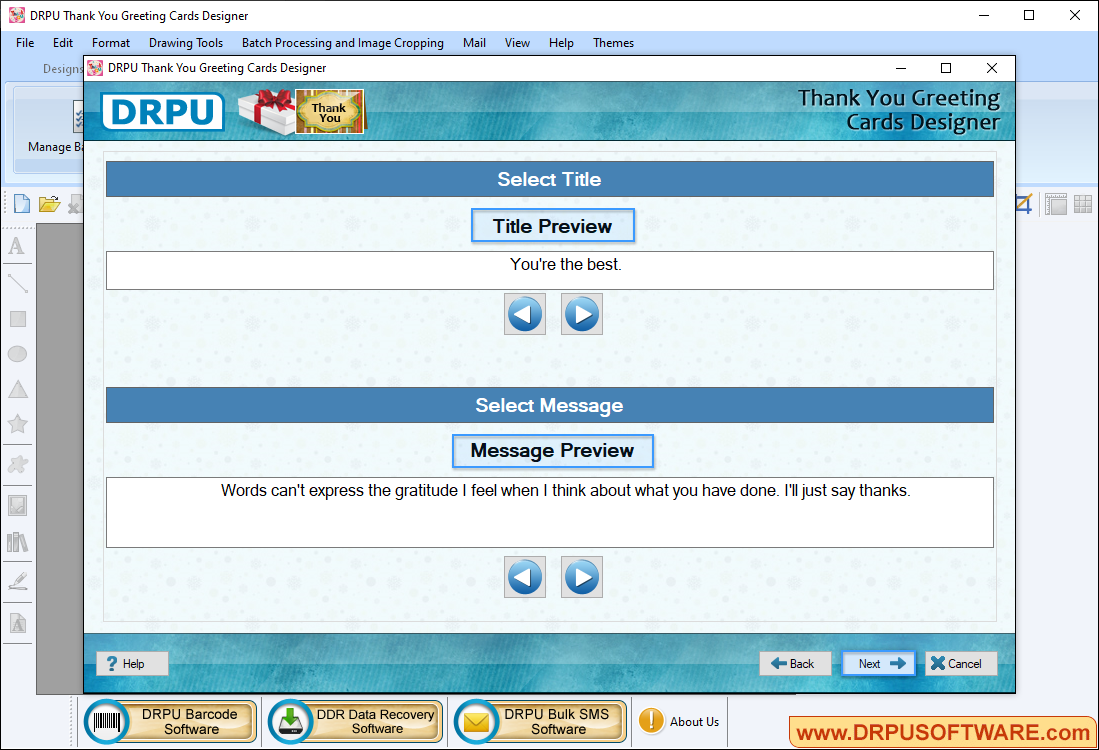 Select thank you card design