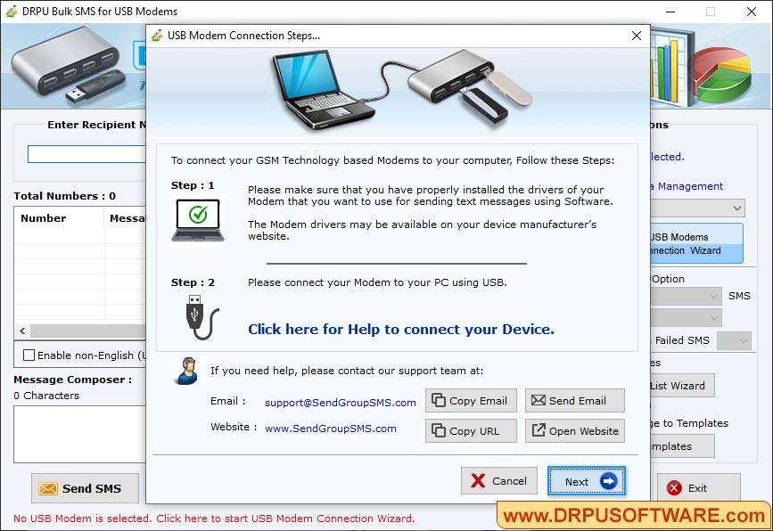 Bulk SMS for USB Modems Software