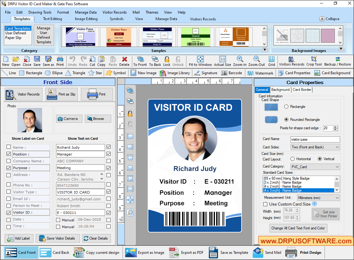 DRPU Gate Pass ID Cards Maker & Visitors Management Software