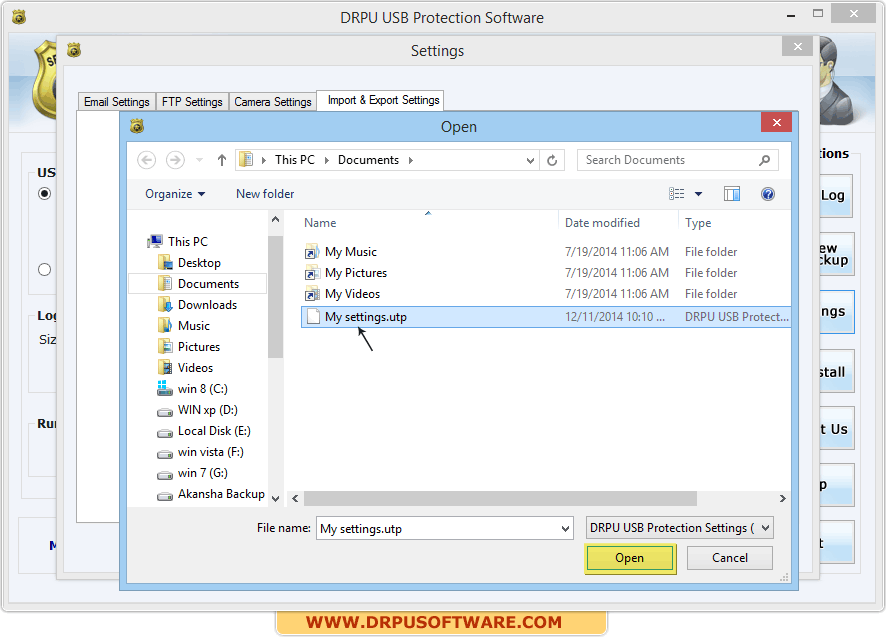 Open Folder DRPU USB Data Theft Protection Software