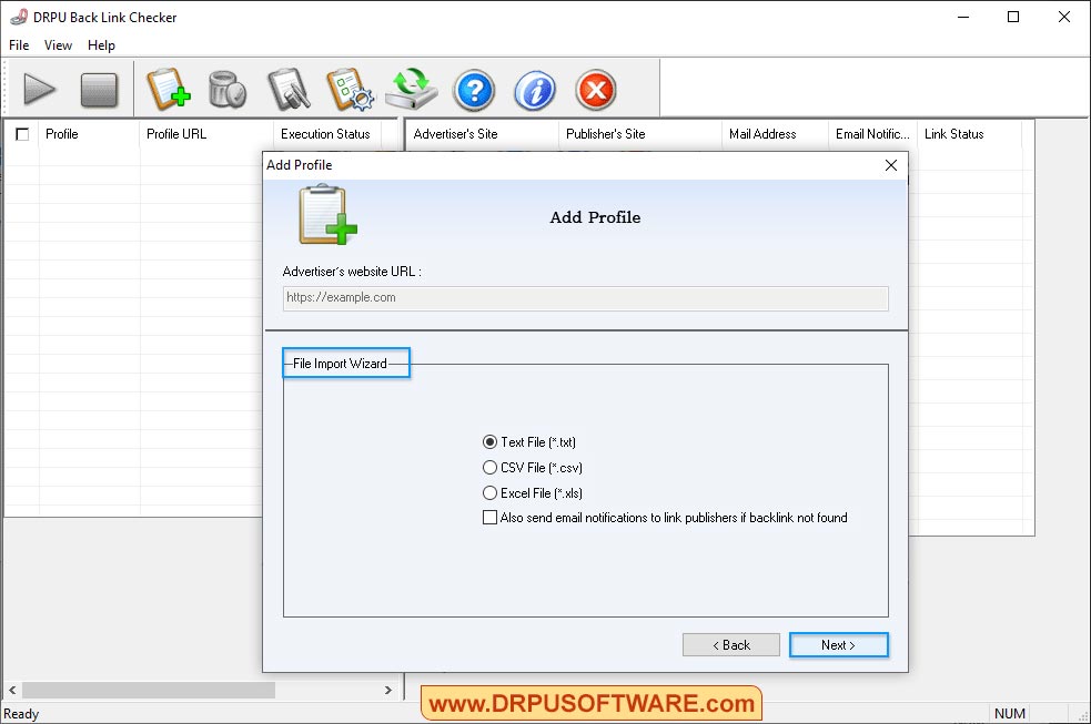 Advertiser’s website DRPU Backlink Checker