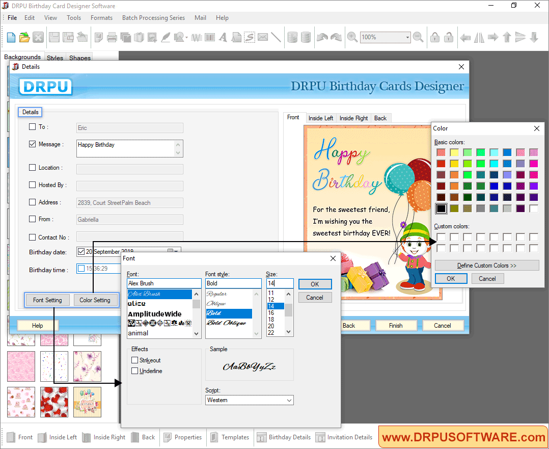 Card Details DRPU Birthday Card Designer Software