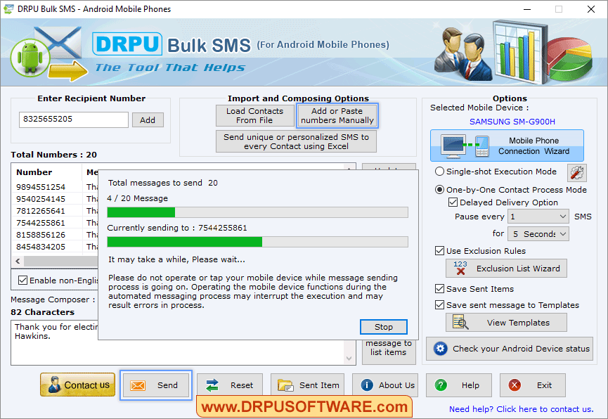 DRPU Bulk SMS - Android Mobile Phones