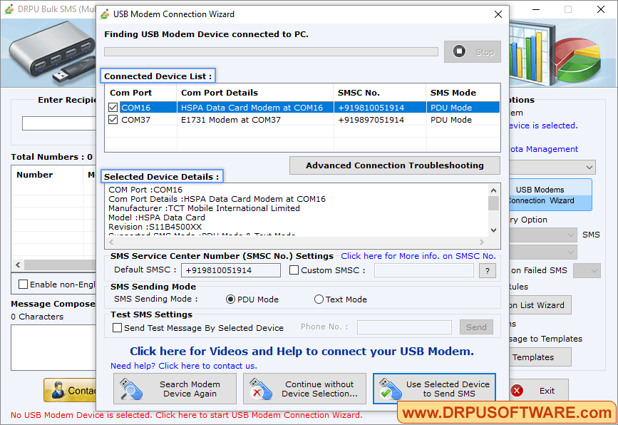 DRPU Bulk SMS for USB Modems