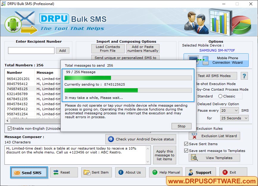 Total messages send