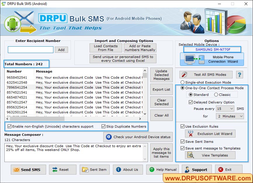 Total messages send