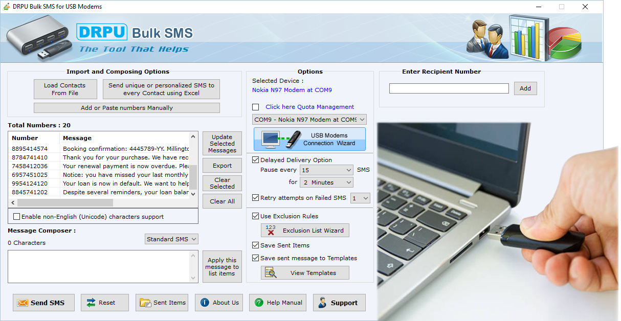 DRPU Bulk SMS for USB Modems