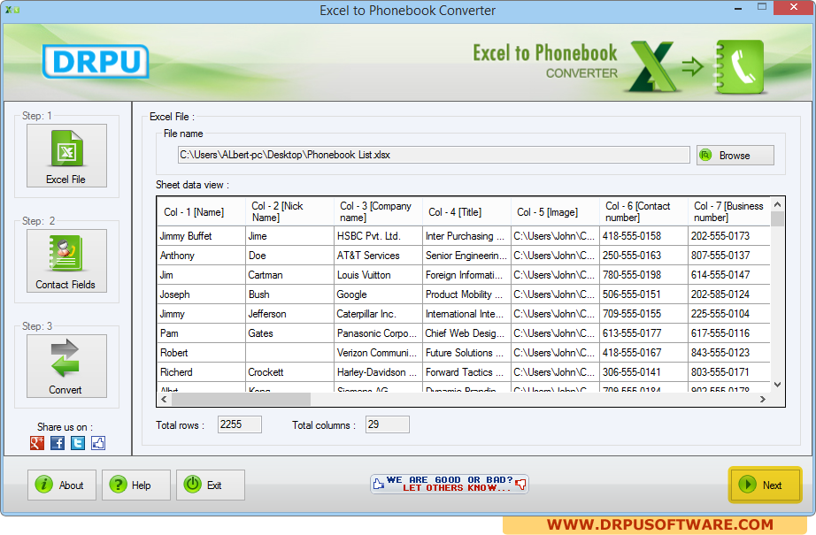 DRPU Database Converter – Excel to Phonebook