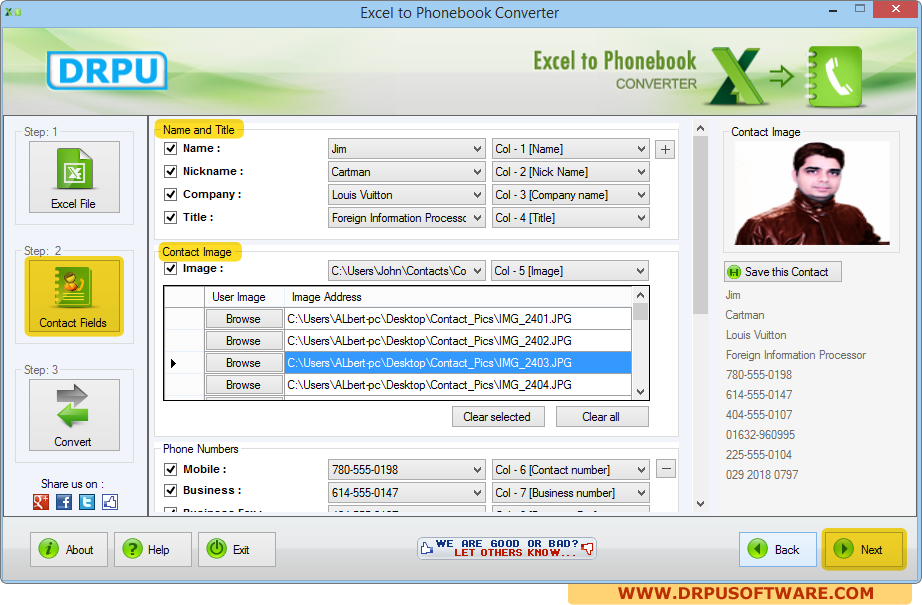 DRPU Database Converter – Excel to Phonebook