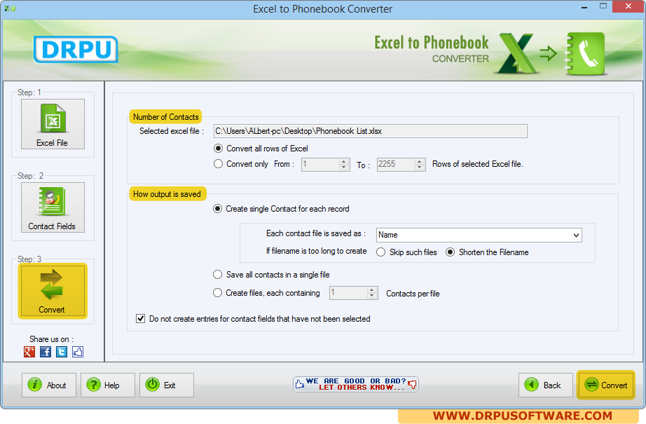 DRPU Database Converter – Excel to Phonebook