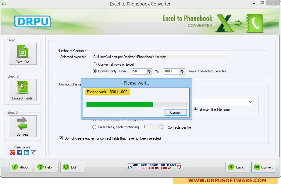 DRPU Database Converter – Excel to Phonebook