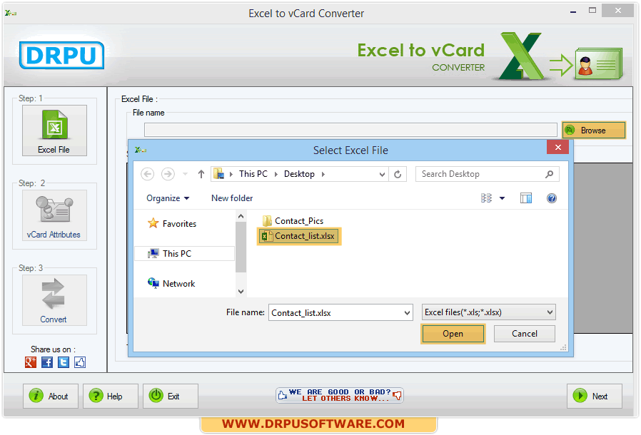 DRPU Excel to vCard Converter