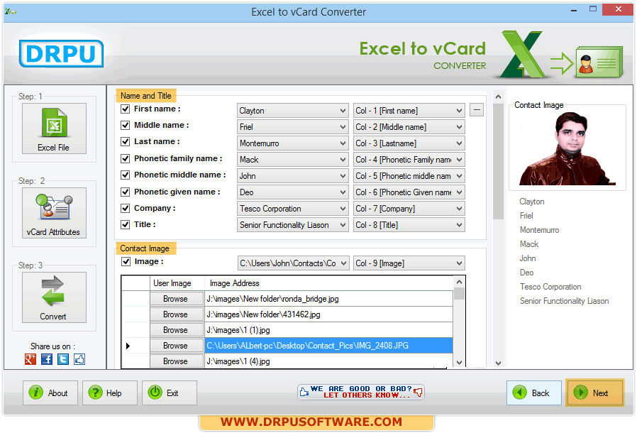 DRPU Excel to vCard Converter