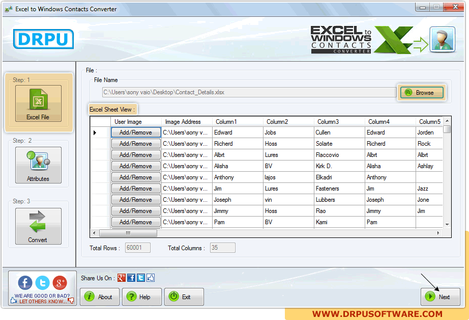 Excel to Windows Contacts Converter