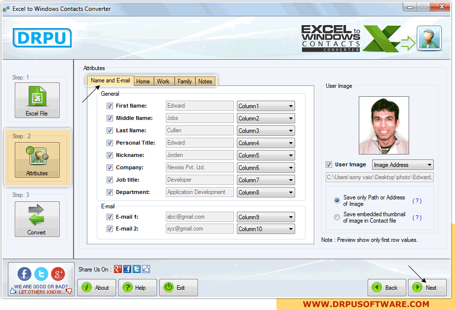 Excel to Windows Contacts Converter