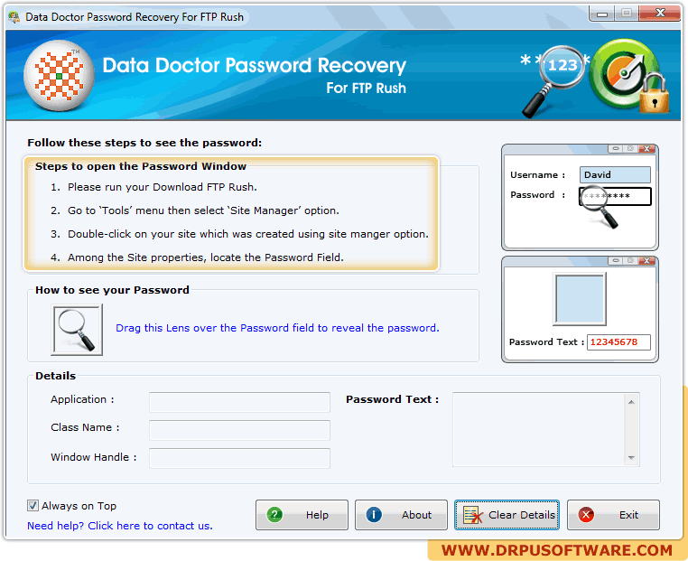 Password Recovery Software For FTP Rush