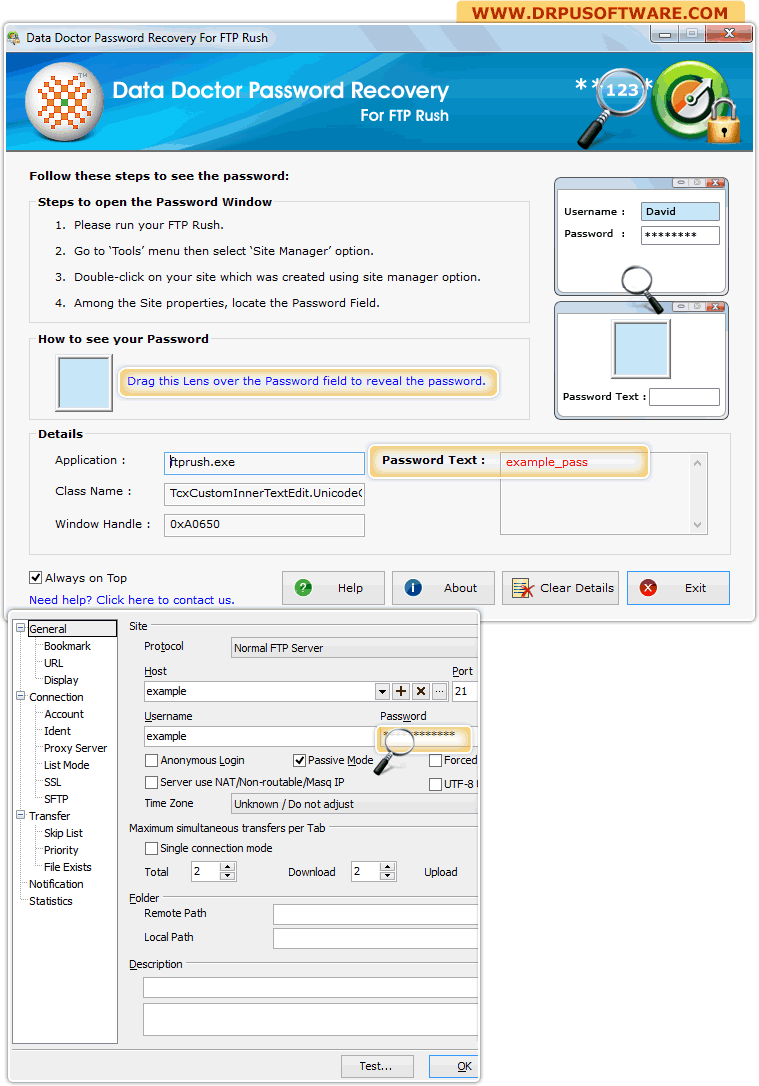 Password Recovery Software for FTP Rush