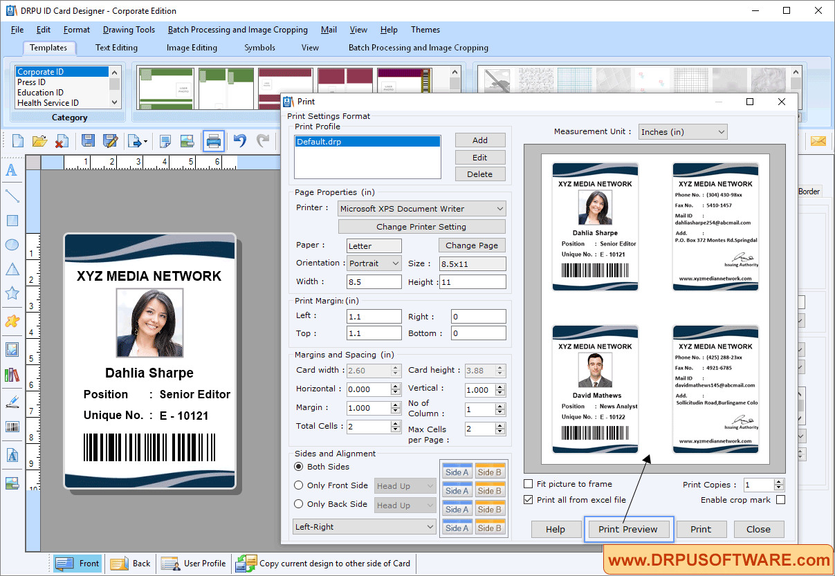 Screenshots of DRPU ID Cards Maker (Corporate Edition) to know how to