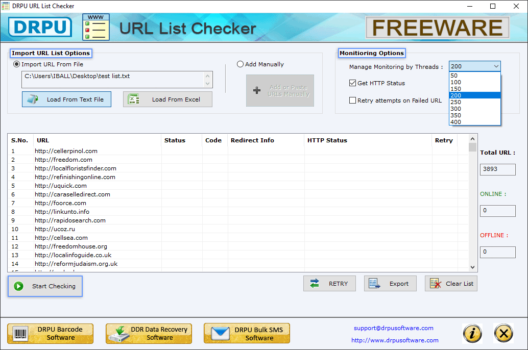 Import URL List Options