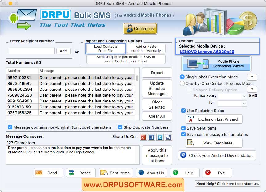 DRPU Mac Bulk SMS – Android Mobile Phones