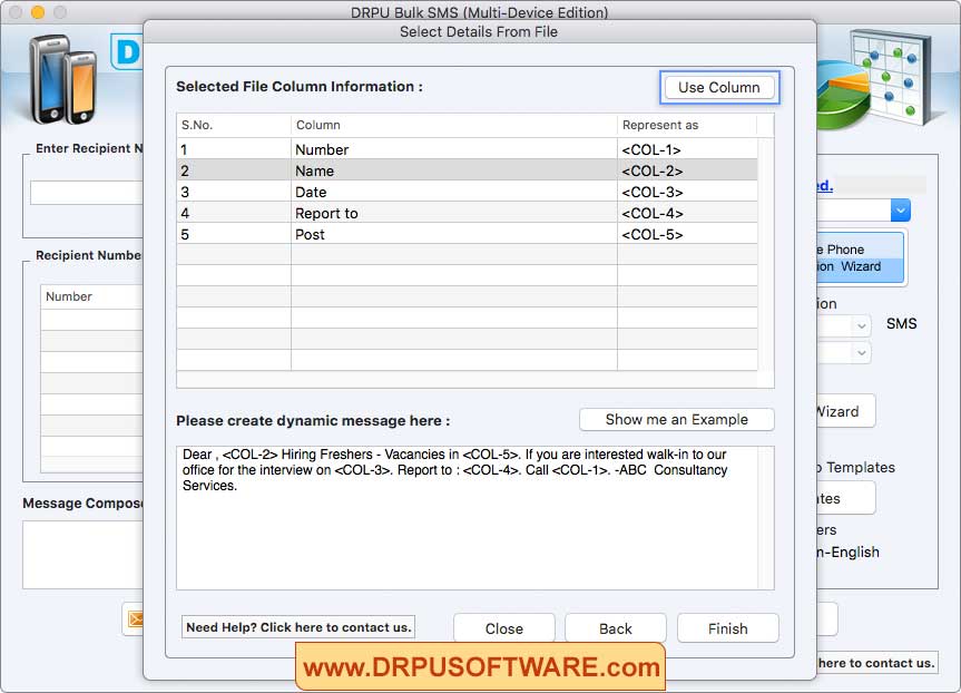 Selected File Column Selected File Column