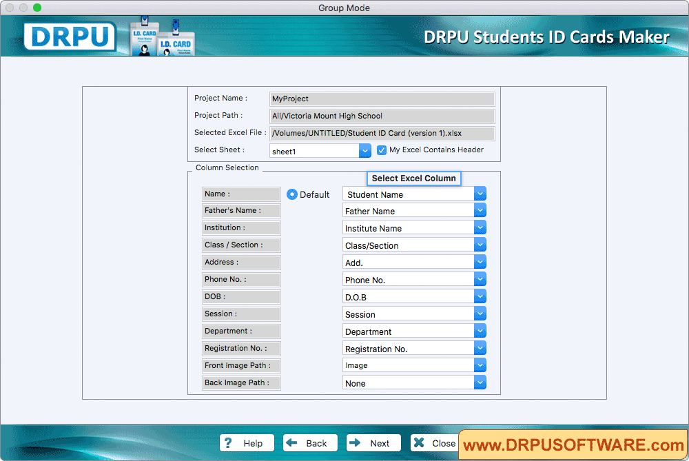 Browse ID Card Details from Excel