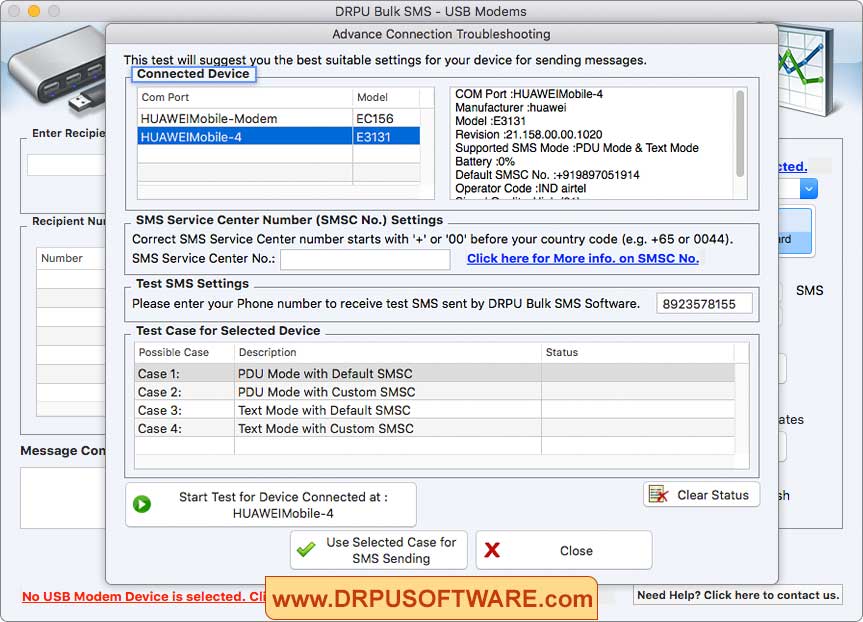 DRPU Mac Bulk SMS – USB Modems