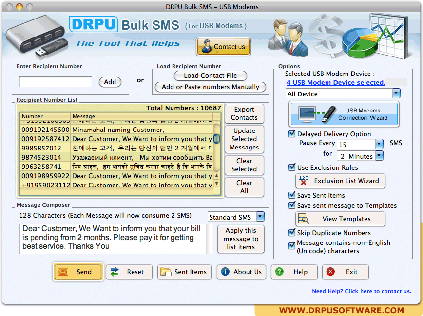 Mac Bulk SMS Software - USB-модеми
