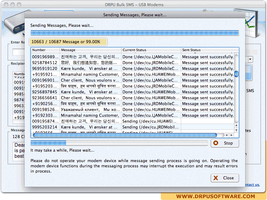 Mac Bulk SMS Software - USB-модеми