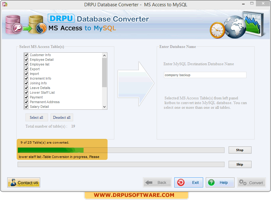 DRPU Database Converter – MS Access to MySQL