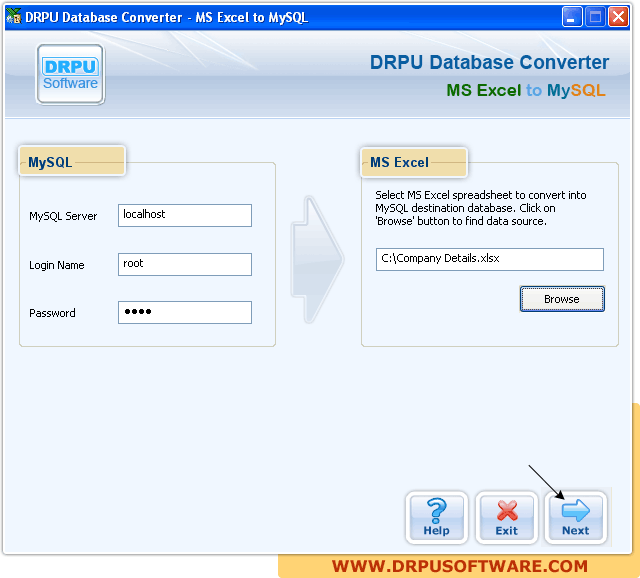 DRPU Database Converter - MS Excel to MySQL