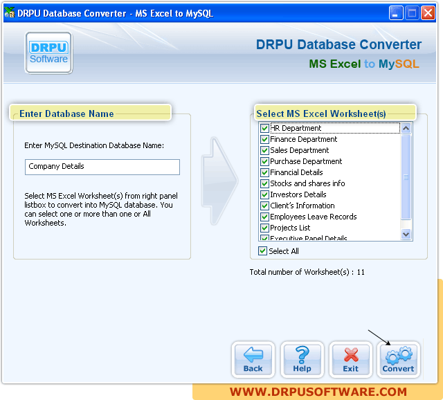 DRPU Database Converter - MS Excel to MySQL