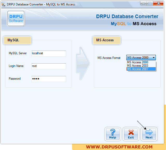 DRPU Database Converter - MySQL to MS Access