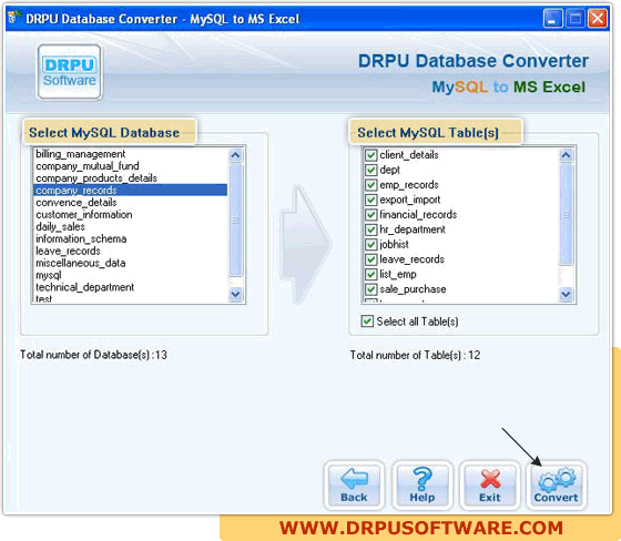 DRPU Database Converter – MySQL to MS Excel