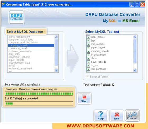 DRPU Database Converter – MySQL to MS Excel