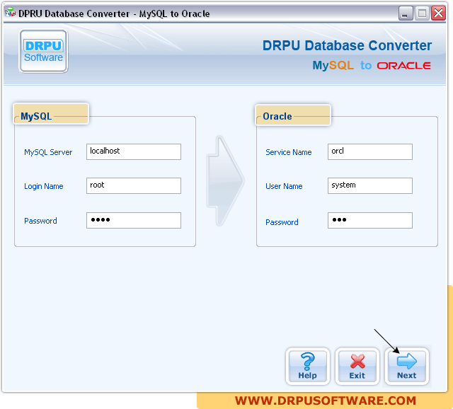 DRPU Database Converter - MySQL to Oracle