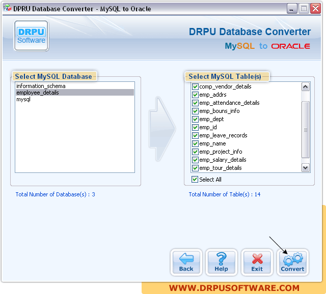 DRPU Database Converter - MySQL to Oracle