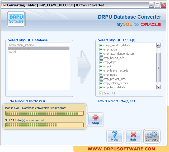 DRPU Database Converter - MySQL to Oracle