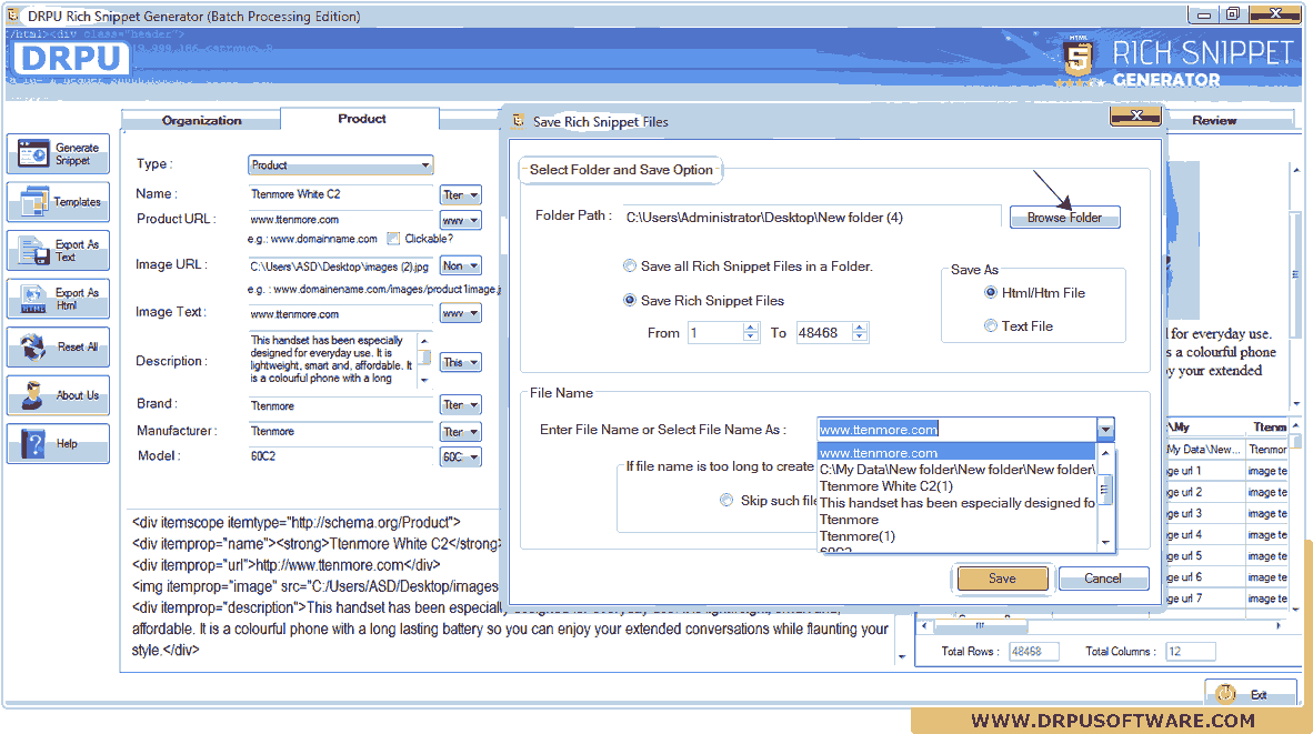 DRPU Rich Snippet Generator (Batch Processing Edition)