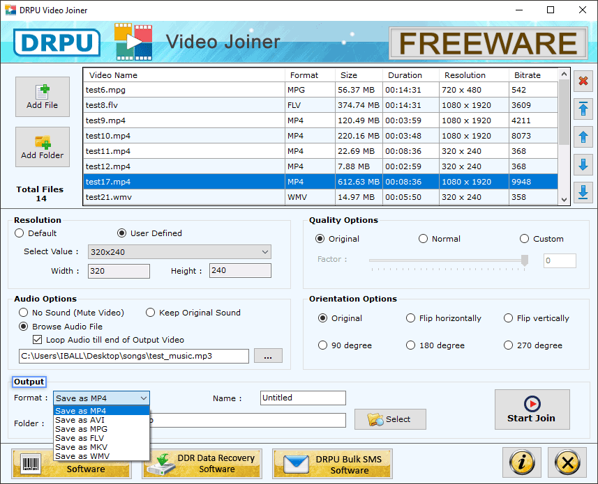 Select Output Format