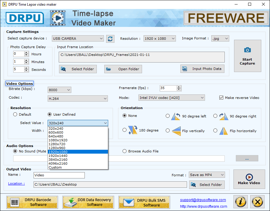 TimeLapse Video Options