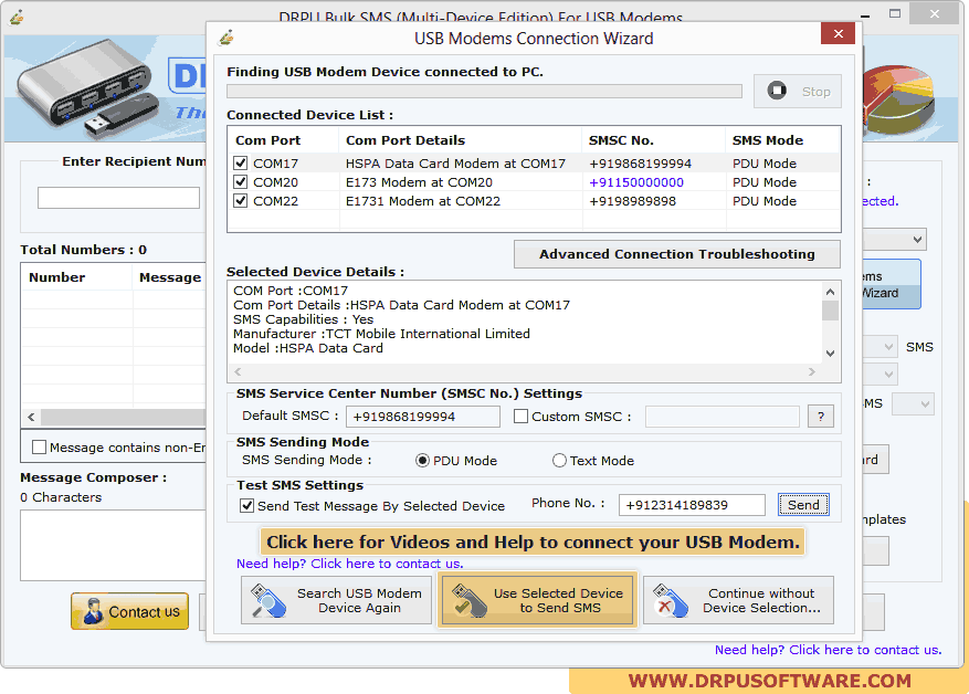 DRPU Bulk SMS USB modemu