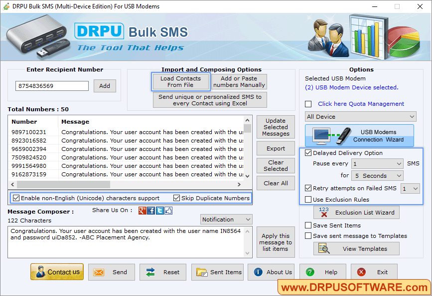 DRPU Bulk SMS for USB Modems