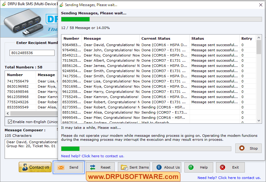 DRPU Bulk SMS for USB Modems